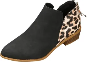 Black Booties for Women Ankle Womens Shoes Booties Comfortable Boots for Men Ankle Bootie for Women with Heel Round Toe Flat Heel Chunky Low Heel Classic Pointed Toe