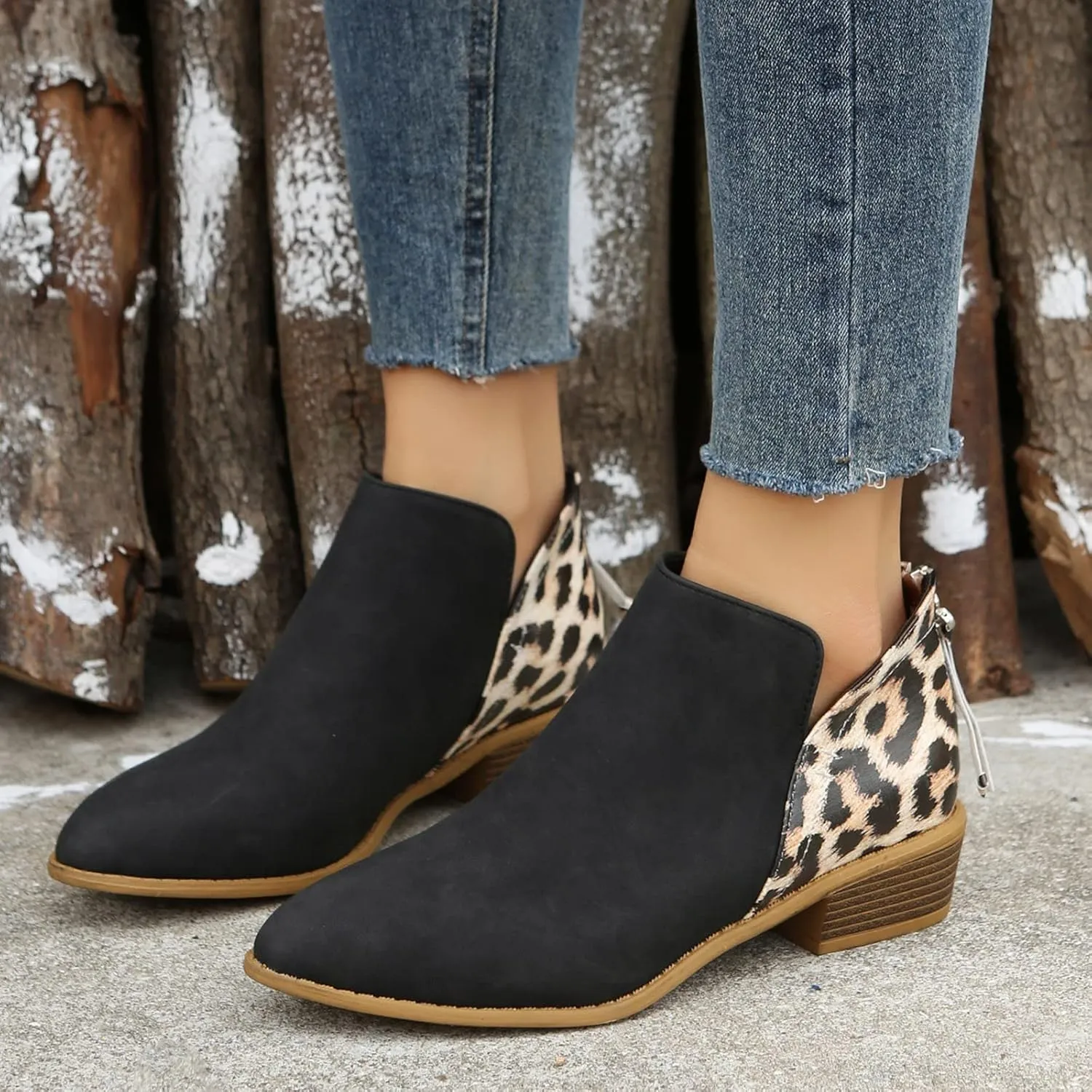 Black Booties for Women Ankle Womens Shoes Booties Comfortable Boots for Men Ankle Bootie for Women with Heel Round Toe Flat Heel Chunky Low Heel Classic Pointed Toe