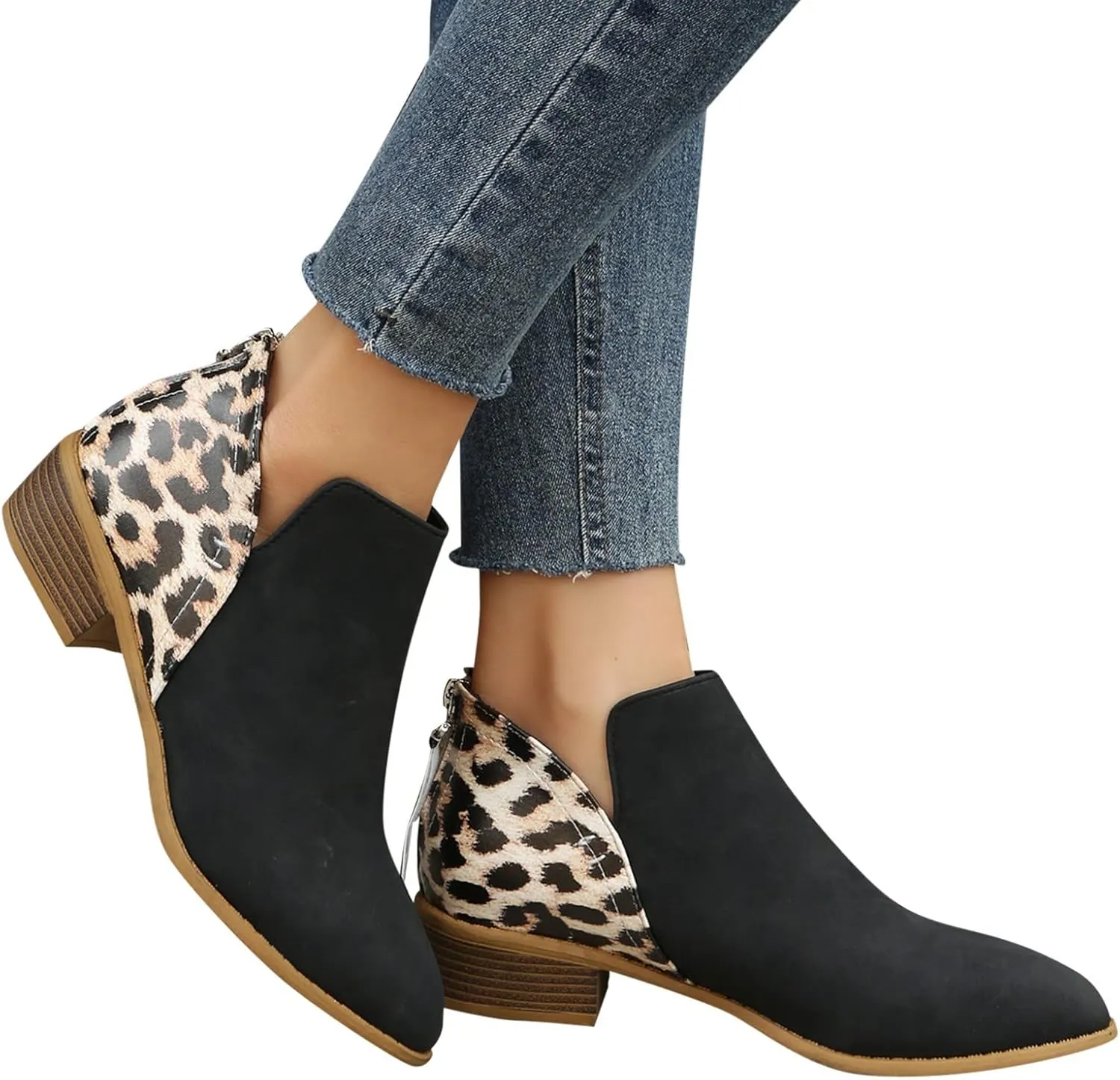Black Booties for Women Ankle Womens Shoes Booties Comfortable Boots for Men Ankle Bootie for Women with Heel Round Toe Flat Heel Chunky Low Heel Classic Pointed Toe