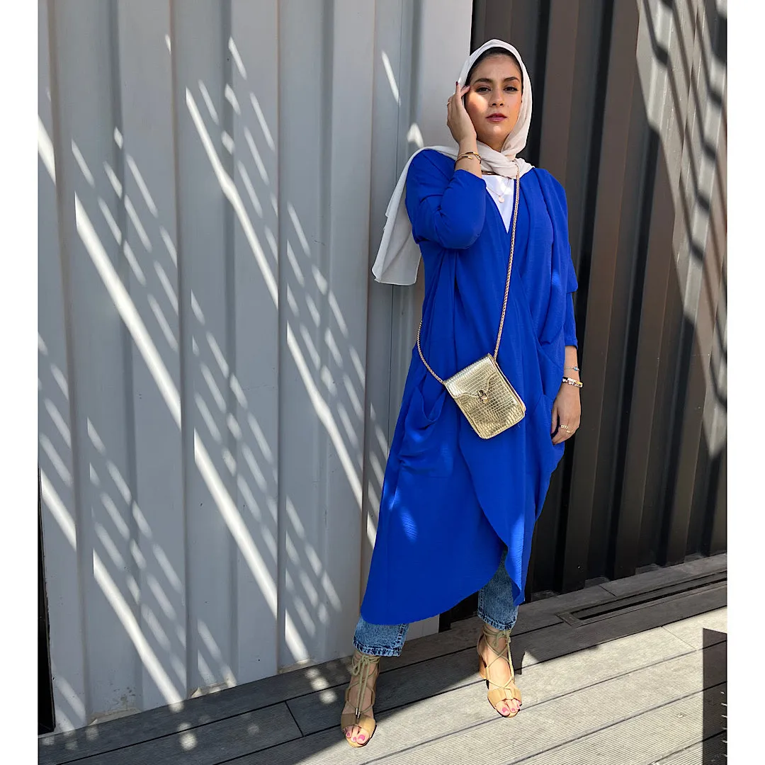 Blue double breasted boho blouse
