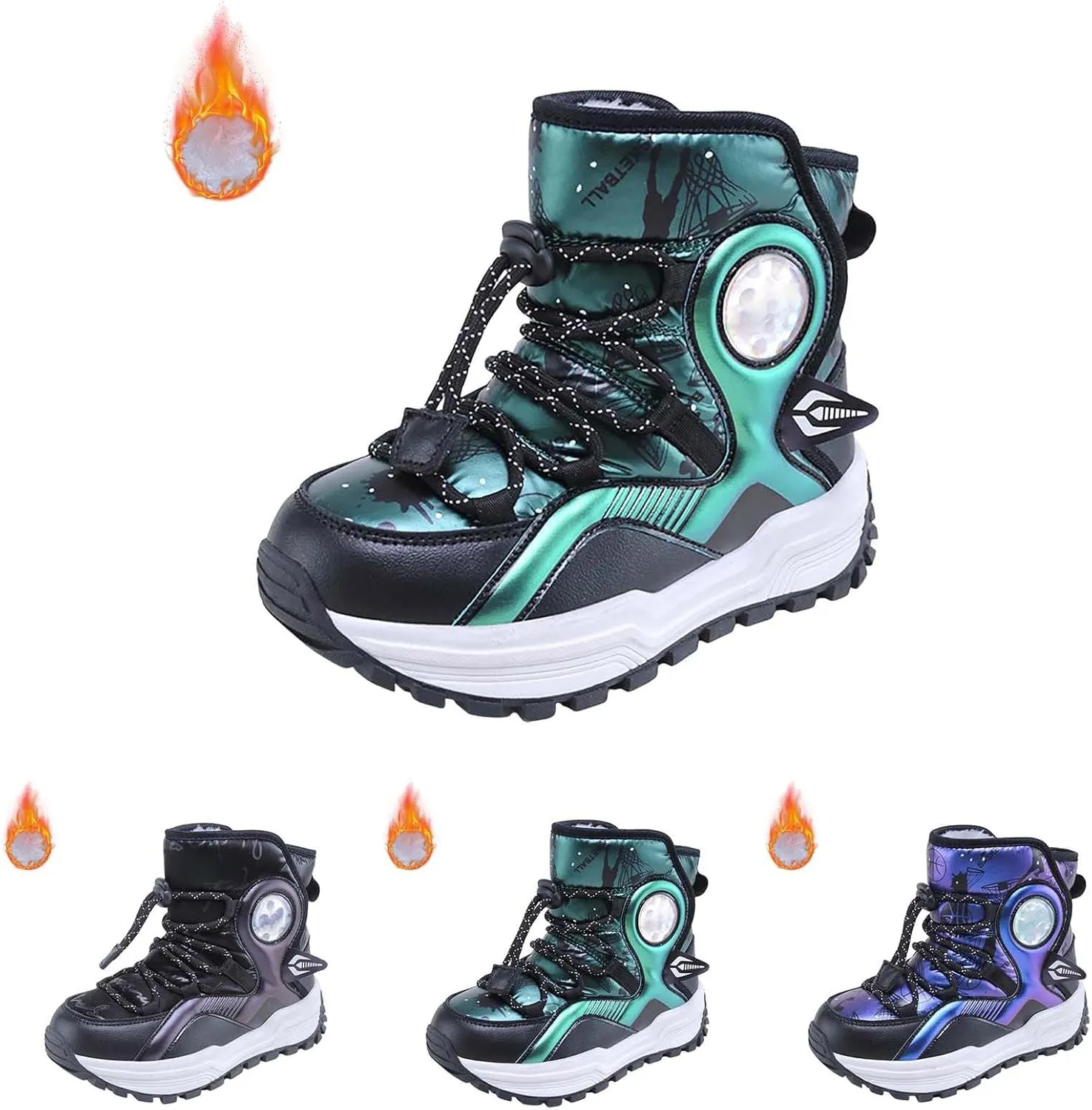 Boys Snow Boots Winter aterproof Slip esistant Thicken Bottom Cold Weather Warm Snow Shoes for Little/Big Kid