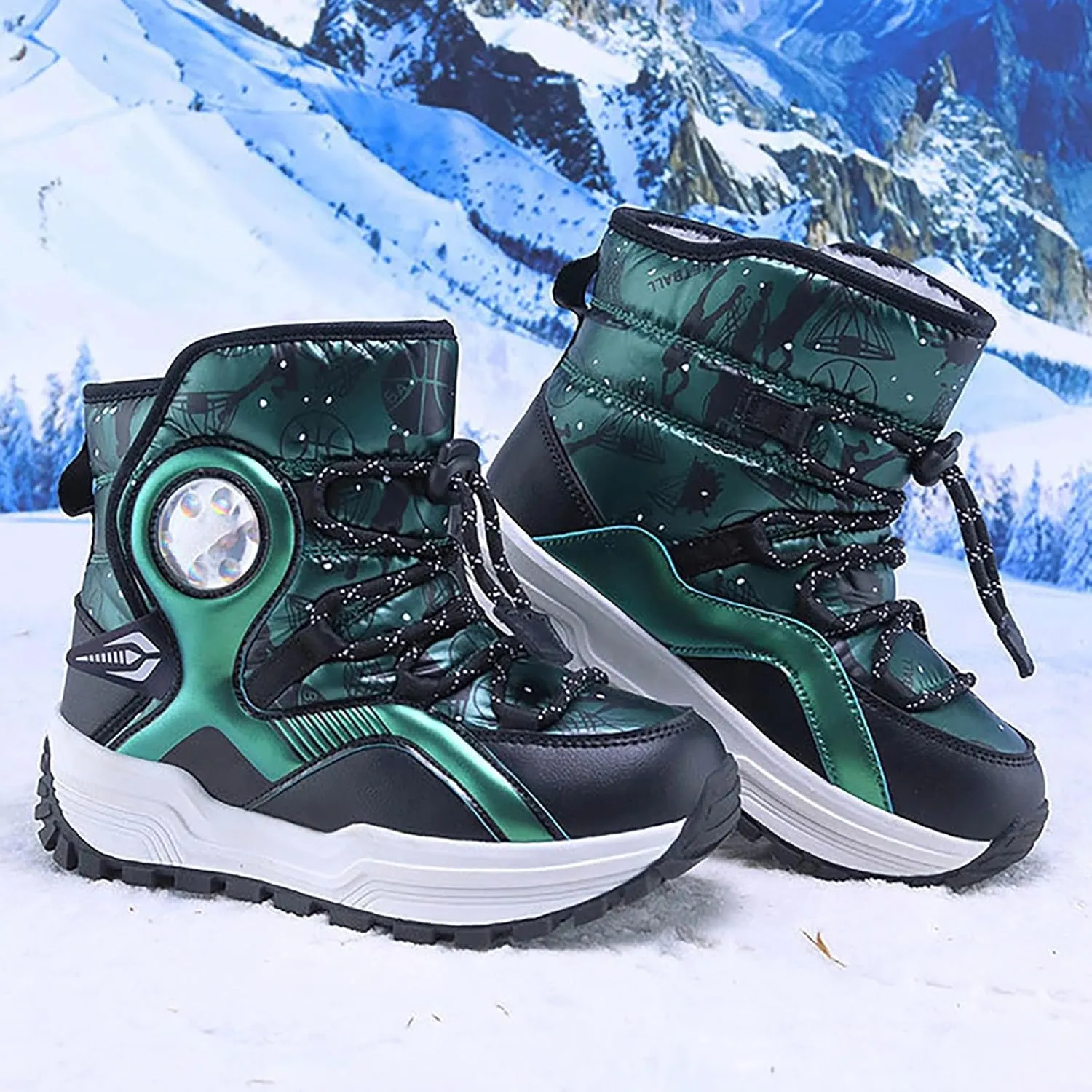 Boys Snow Boots Winter aterproof Slip esistant Thicken Bottom Cold Weather Warm Snow Shoes for Little/Big Kid