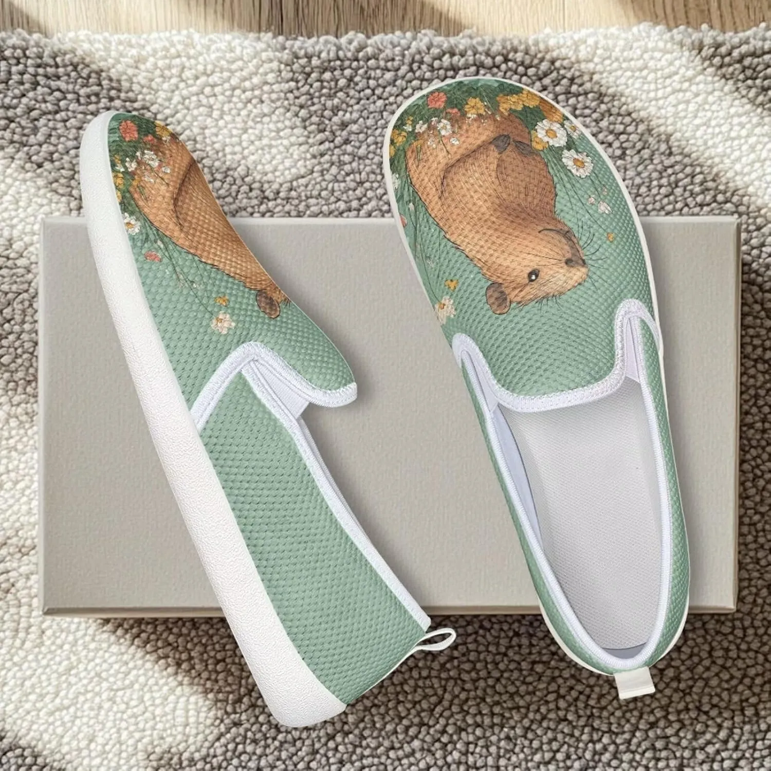 Capybara Outdoor Loafer Wedding Shoes Dress Flats Classic Leisure Walking Shoes for Women Ladies