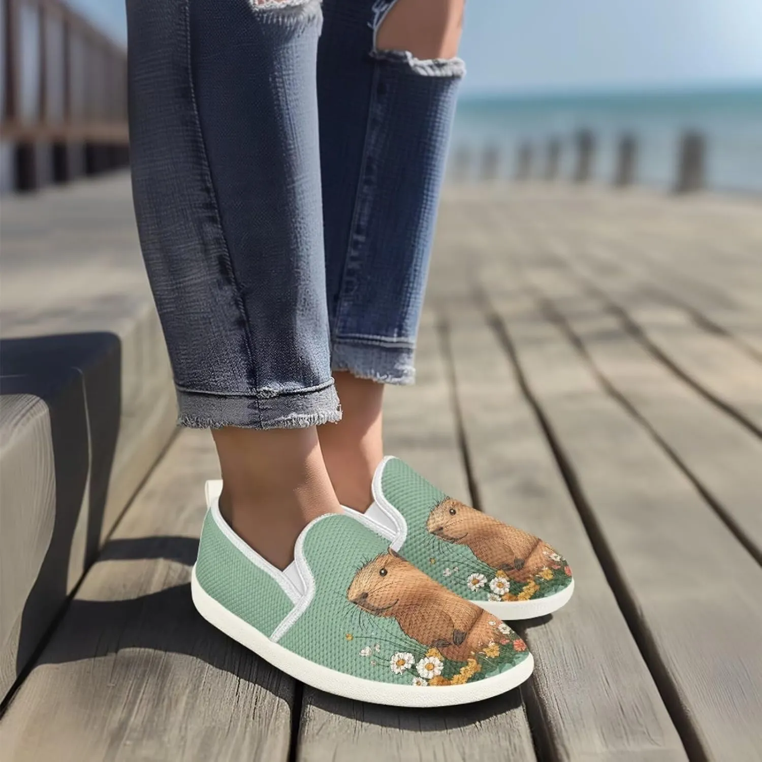 Capybara Outdoor Loafer Wedding Shoes Dress Flats Classic Leisure Walking Shoes for Women Ladies