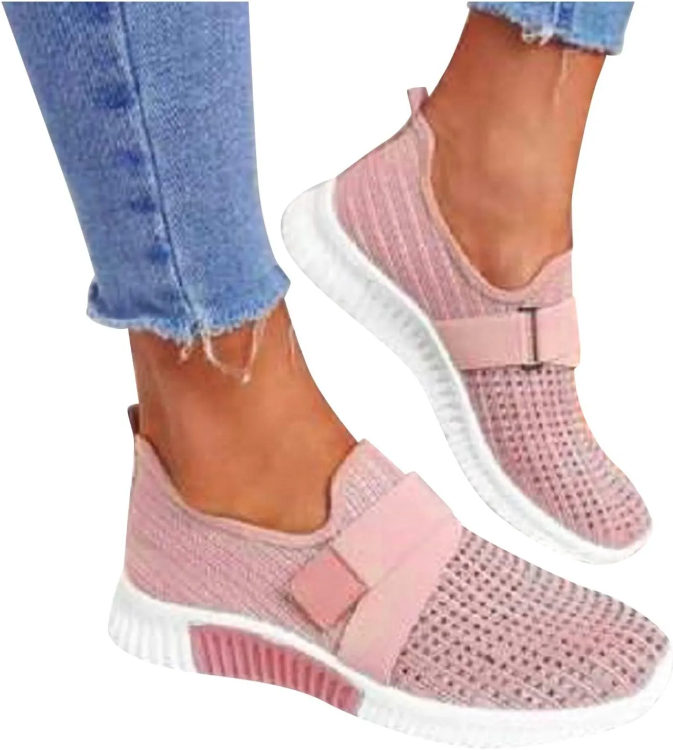 Cathalem Walking Shoes for Women Women's Walking Shoes Sock Sneakers Mesh Slip On Lady Modern Shoes Platform Loafers