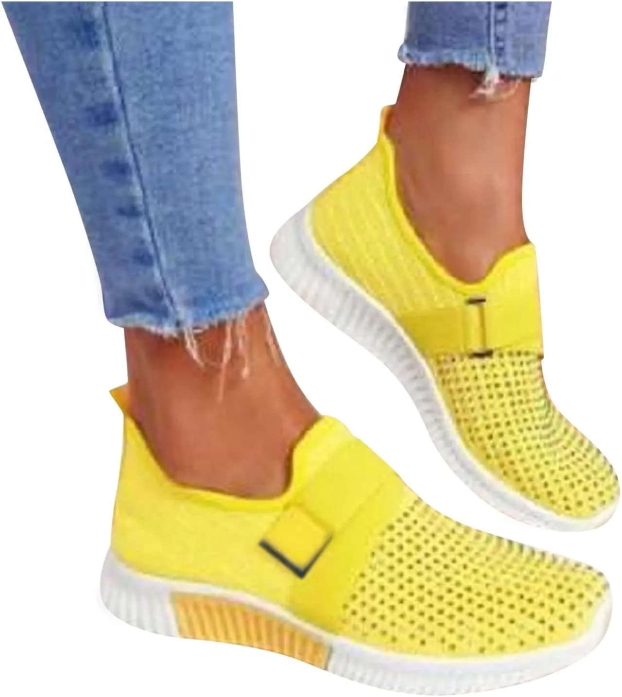 Cathalem Walking Shoes for Women Women's Walking Shoes Sock Sneakers Mesh Slip On Lady Modern Shoes Platform Loafers