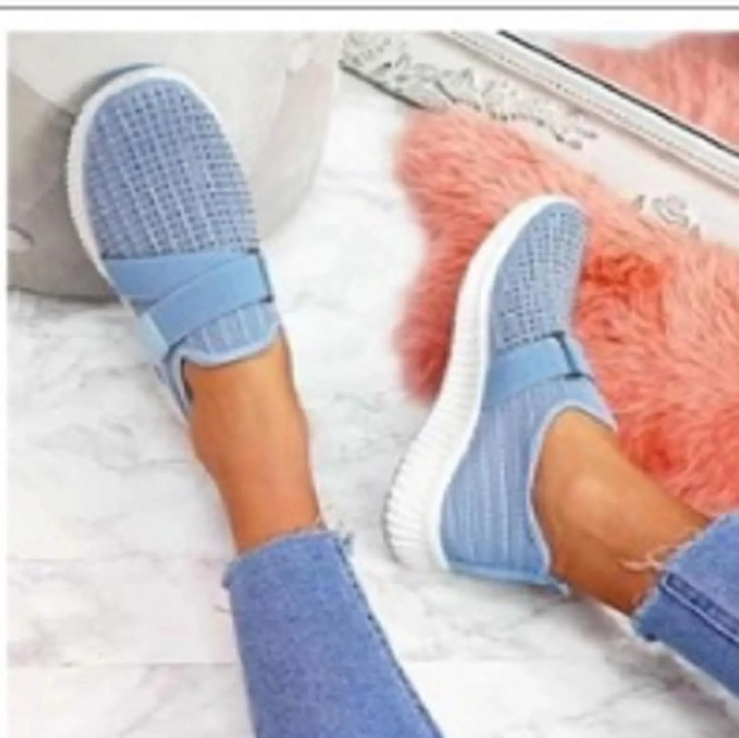 Cathalem Walking Shoes for Women Women's Walking Shoes Sock Sneakers Mesh Slip On Lady Modern Shoes Platform Loafers