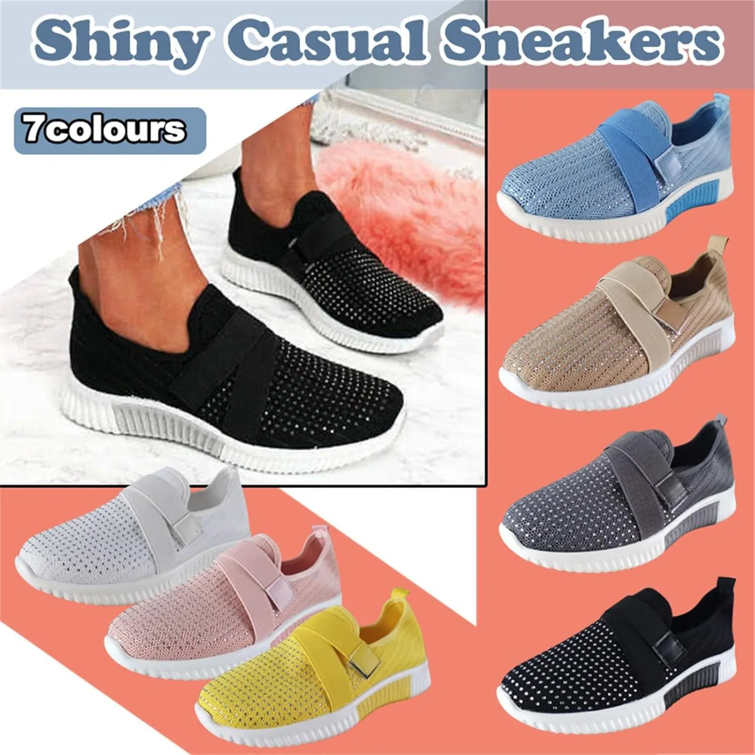 Cathalem Walking Shoes for Women Women's Walking Shoes Sock Sneakers Mesh Slip On Lady Modern Shoes Platform Loafers