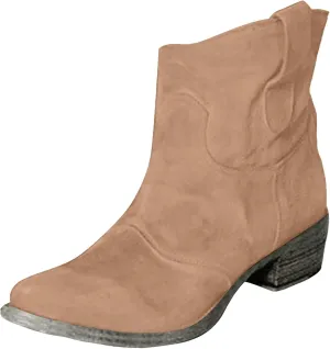 Cathalem Women's Western Cowboy Ankle Boots Low Heel Mid Calf Cowgirl Boots Slip On Round Toe Chunky Heel Fashion Retro Classic Boots Suede Back Zipper Fall Short Ankle Booties