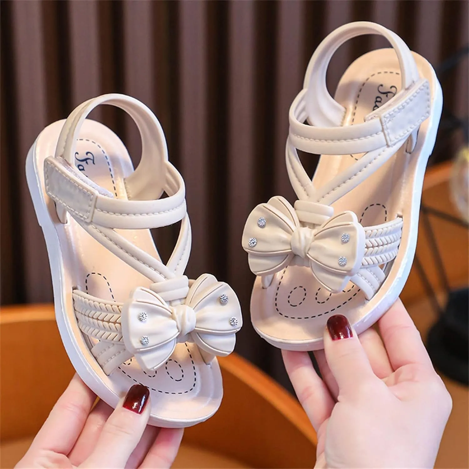 Children Sandals Soft Flat Shoes Fashion Comfortable Flower Sandals Lightweight Baby Princess Sandals Dress Sandal for Girls (Beige, 3 Big Kids)