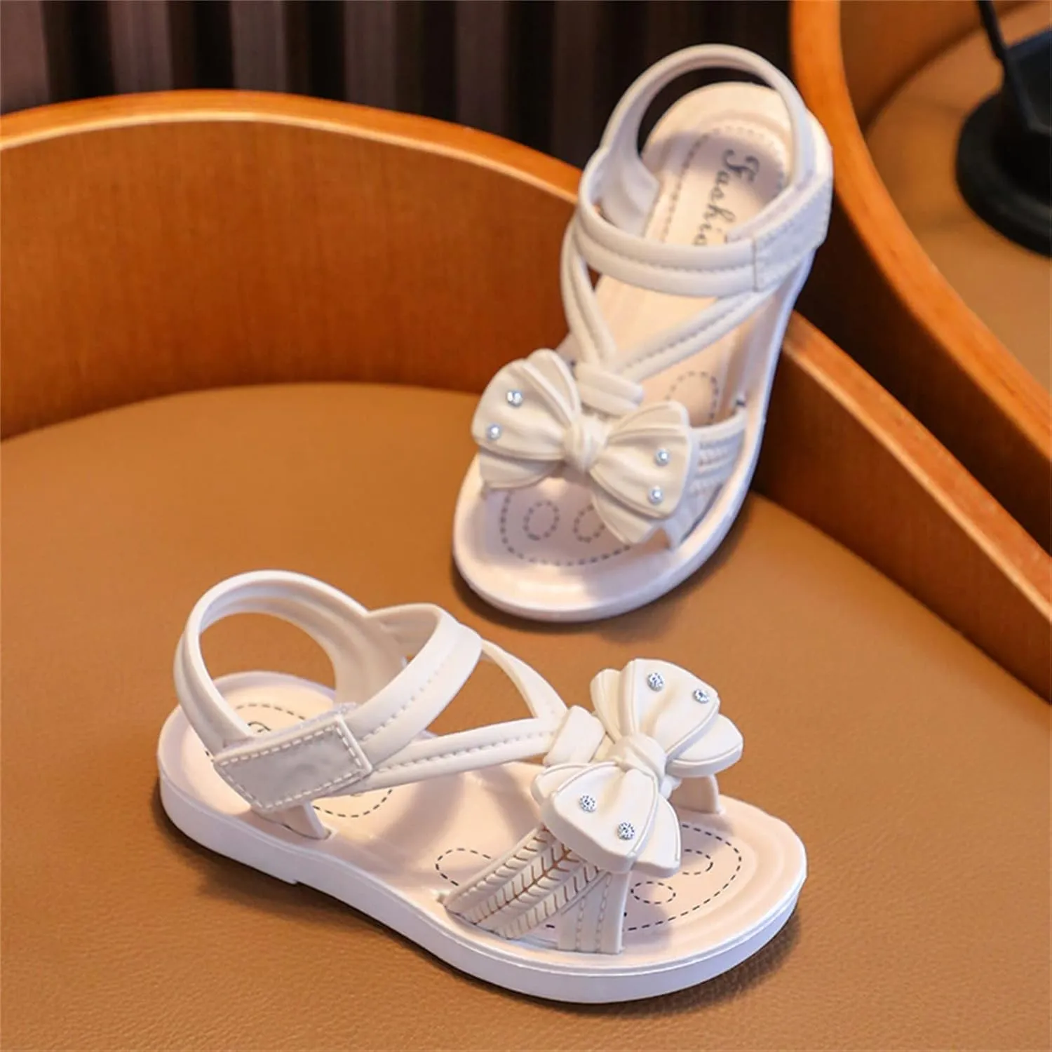 Children Sandals Soft Flat Shoes Fashion Comfortable Flower Sandals Lightweight Baby Princess Sandals Dress Sandal for Girls (Beige, 3 Big Kids)