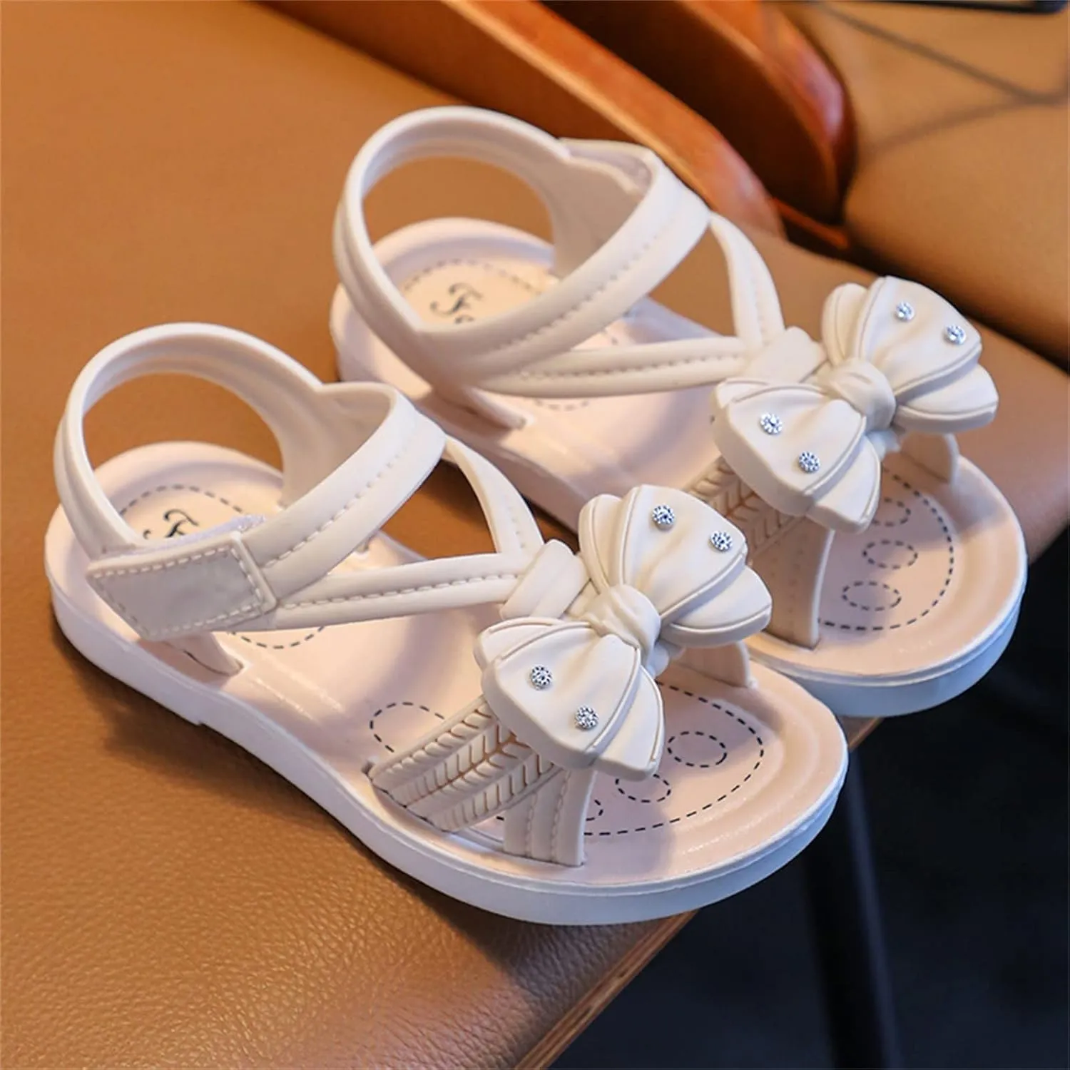 Children Sandals Soft Flat Shoes Fashion Comfortable Flower Sandals Lightweight Baby Princess Sandals Dress Sandal for Girls (Beige, 3 Big Kids)