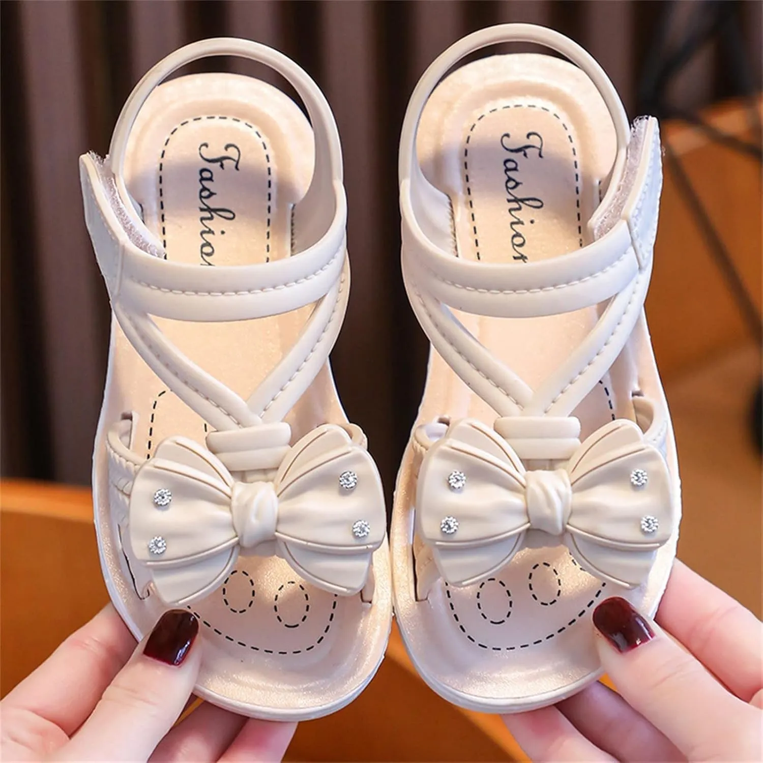 Children Sandals Soft Flat Shoes Fashion Comfortable Flower Sandals Lightweight Baby Princess Sandals Dress Sandal for Girls (Beige, 3 Big Kids)