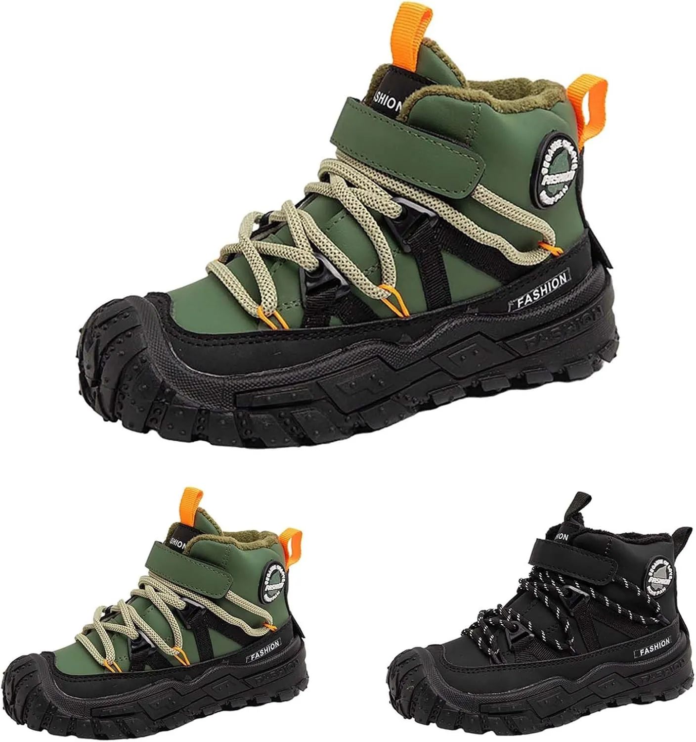 Childrens Fuzzy Snow Booties Open Toe Lace-Up Ankle Shoes Winter Ski Boots Boys Kids Sole Non Slip Outdoor Sport Shoes