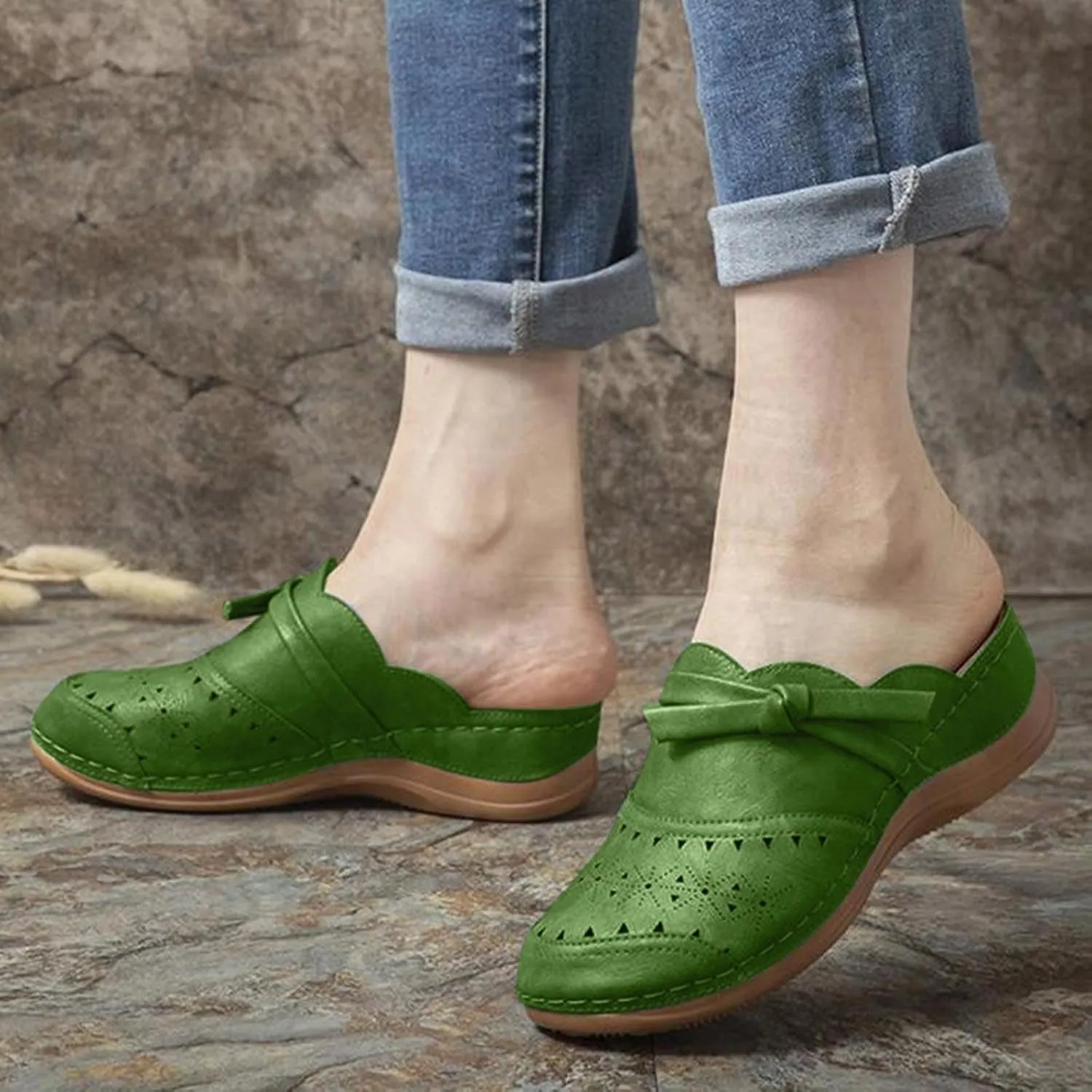 Clogs Wide Width Wedge Sandals Hollow Out Closed Toe Slip On Slippers Arch Support Women Toe Ring Sandals Crystal