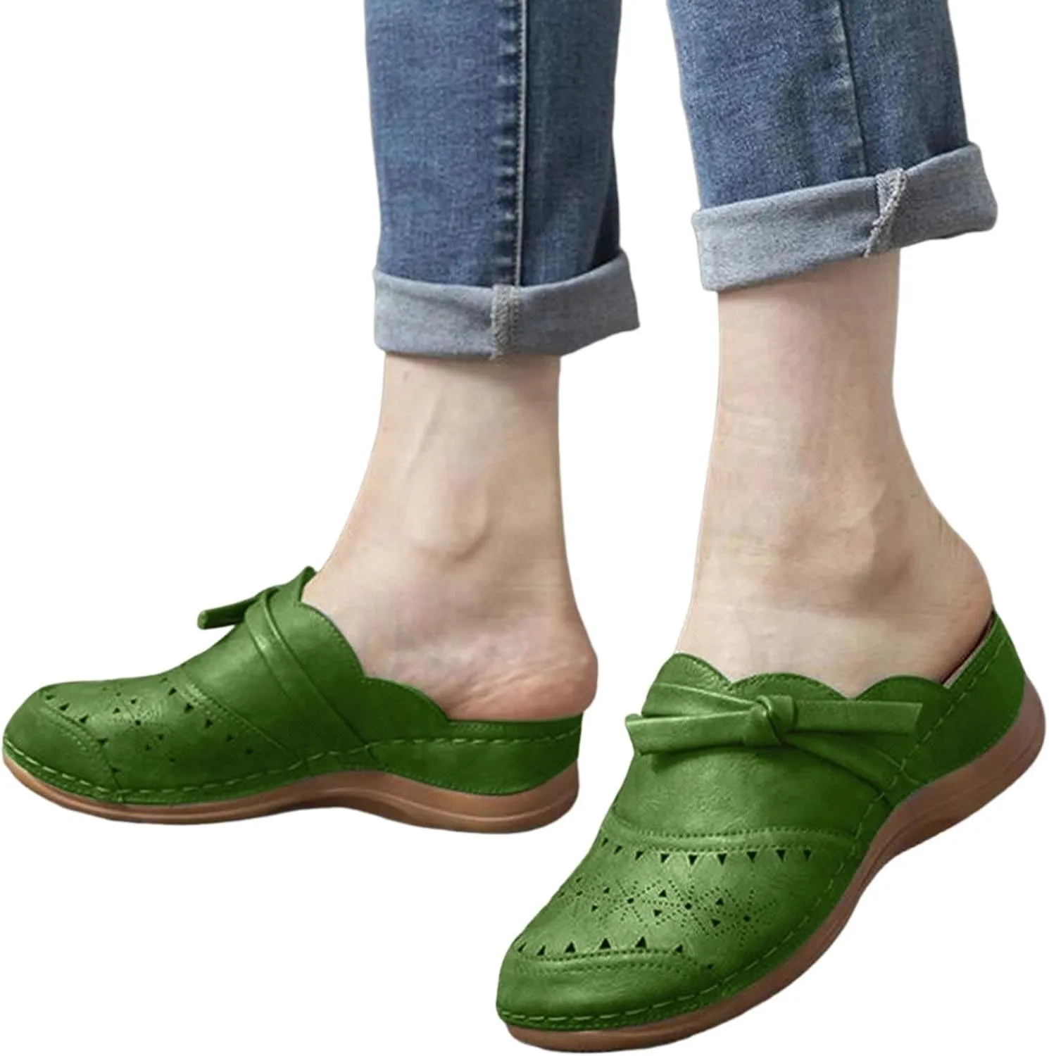 Clogs Wide Width Wedge Sandals Hollow Out Closed Toe Slip On Slippers Arch Support Women Toe Ring Sandals Crystal