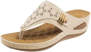 CRNTCEM Women's Orthopedic Flip Flops Wedge Sandals Arch Support Wedges Silppers Comfortable Slip on Beach Casual Walking Sandals Breathable Mesh Sports Dressy Summer Sandal