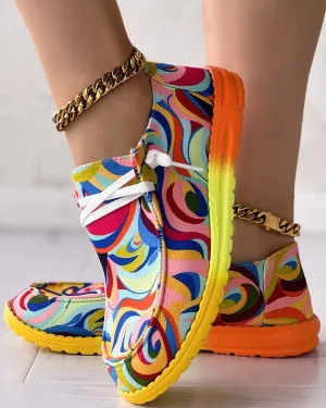 CS Gradient abstract print lace-up slip-on loafers