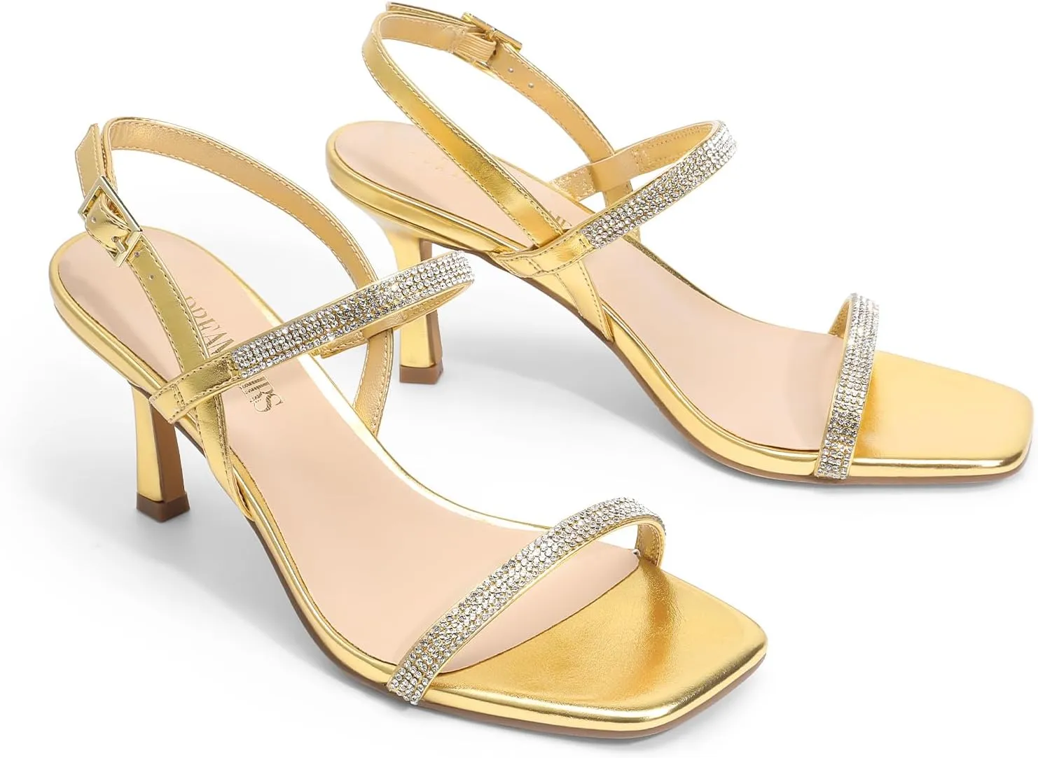 DREAM PAIRS Womens Slingback Heels Square Open Toe Strappy Sandals Ankle Strap High Heeled Dressy Shoes