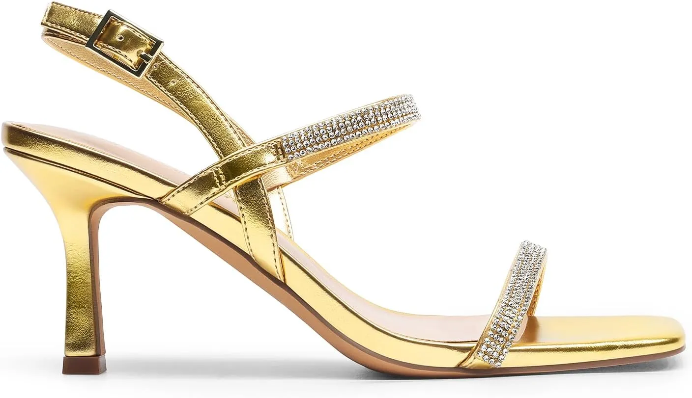 DREAM PAIRS Womens Slingback Heels Square Open Toe Strappy Sandals Ankle Strap High Heeled Dressy Shoes
