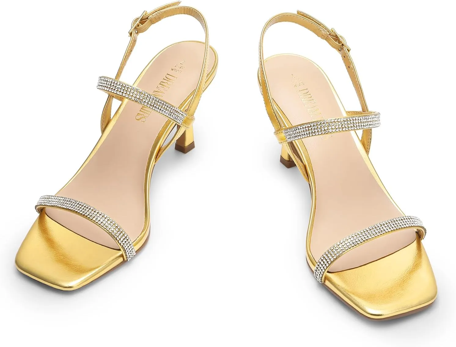 DREAM PAIRS Womens Slingback Heels Square Open Toe Strappy Sandals Ankle Strap High Heeled Dressy Shoes