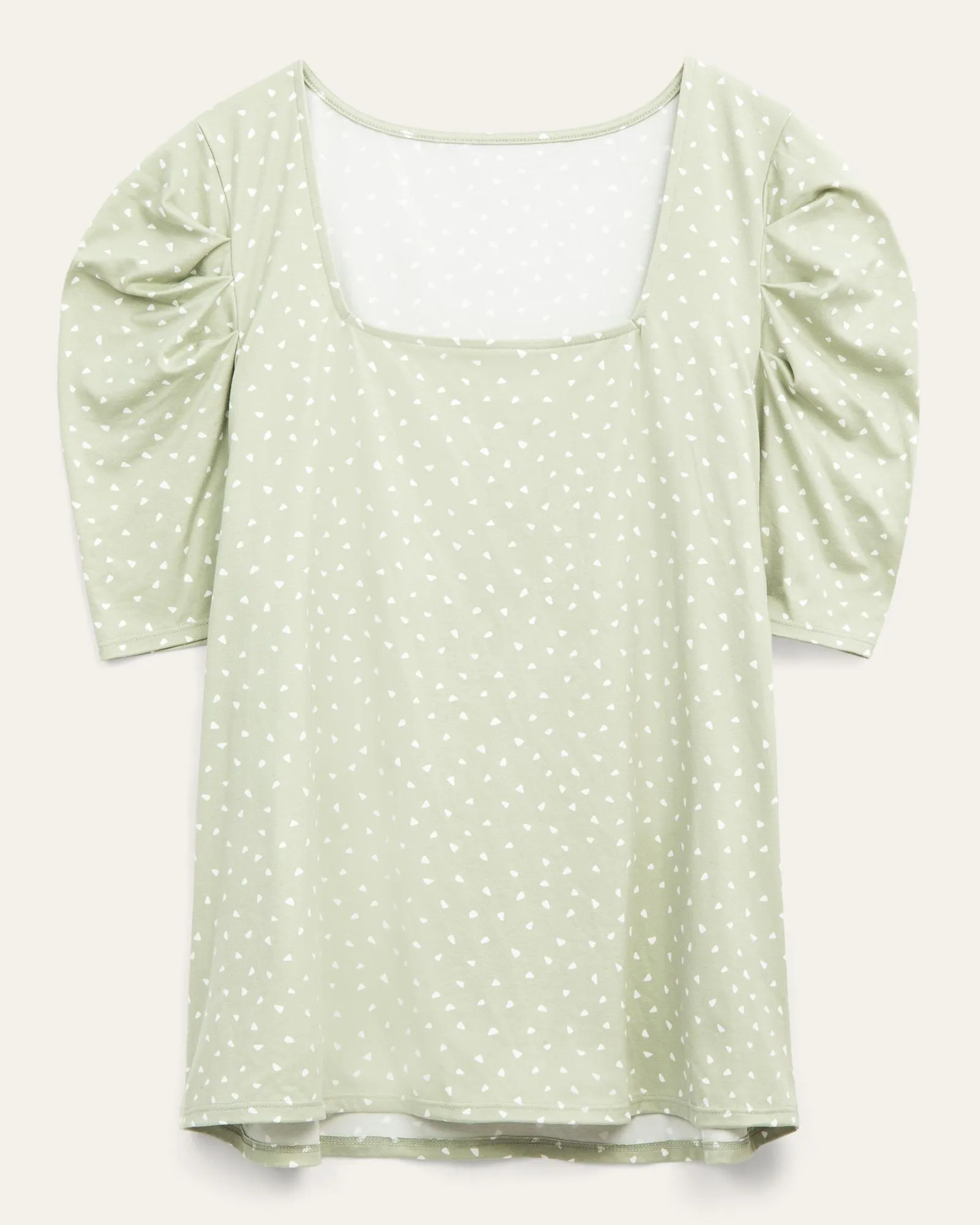 Eleanor Puff Sleeve Top | Light Green / Ivory