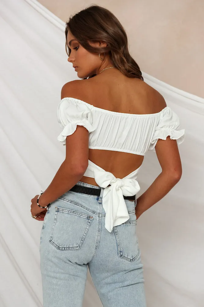 Eyes Like The Earth Crop Top White