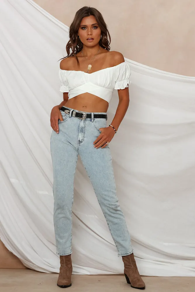 Eyes Like The Earth Crop Top White