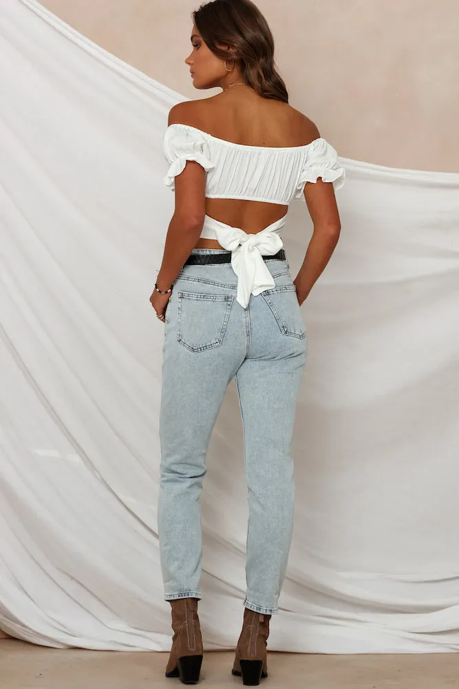 Eyes Like The Earth Crop Top White