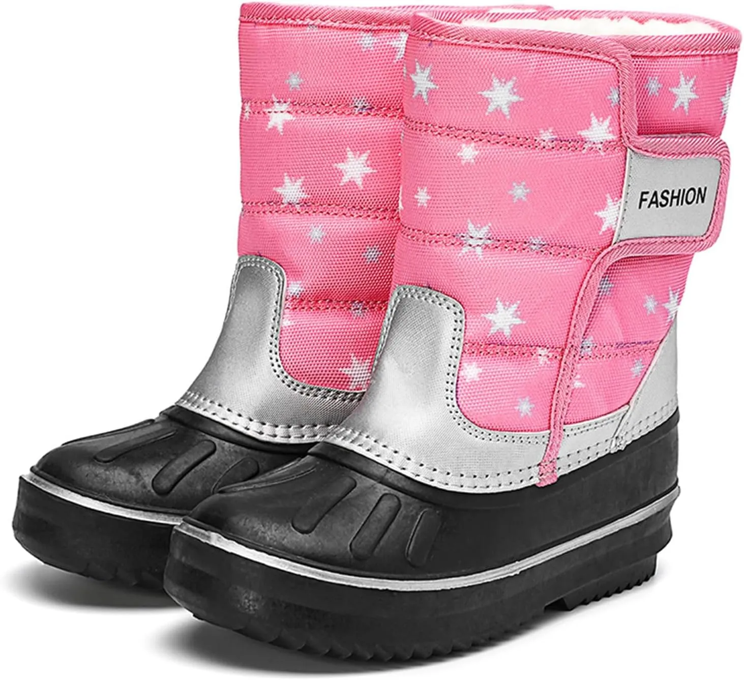 Fashion Fuzzy Snow Boots For Big Kids Boys Childrens Rubber Sole Ski Shoes Outdoor Warm Comfy Non Slip Booties Cotton