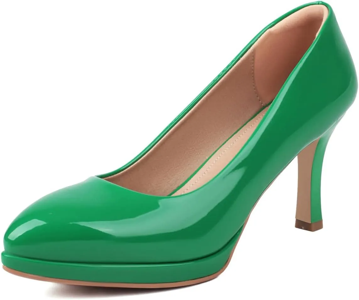 FOWT Women Chic Platform Closed Toe Pumps Pointed Toe Stiletto High Heels Slip On Party Prom Office Dress Shoes Size 4-16 US
