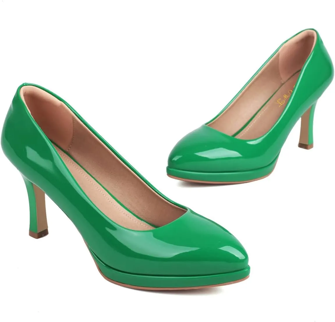 FOWT Women Chic Platform Closed Toe Pumps Pointed Toe Stiletto High Heels Slip On Party Prom Office Dress Shoes Size 4-16 US