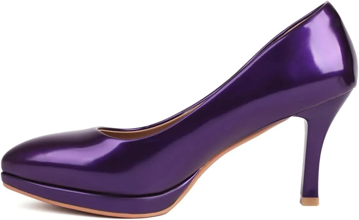 FOWT Women Chic Platform Closed Toe Pumps Pointed Toe Stiletto High Heels Slip On Party Prom Office Dress Shoes Size 4-16 US