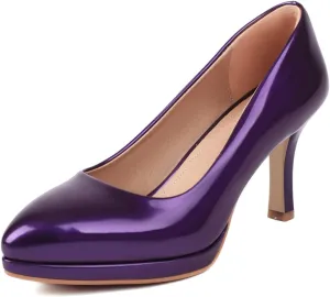 FOWT Women Chic Platform Closed Toe Pumps Pointed Toe Stiletto High Heels Slip On Party Prom Office Dress Shoes Size 4-16 US