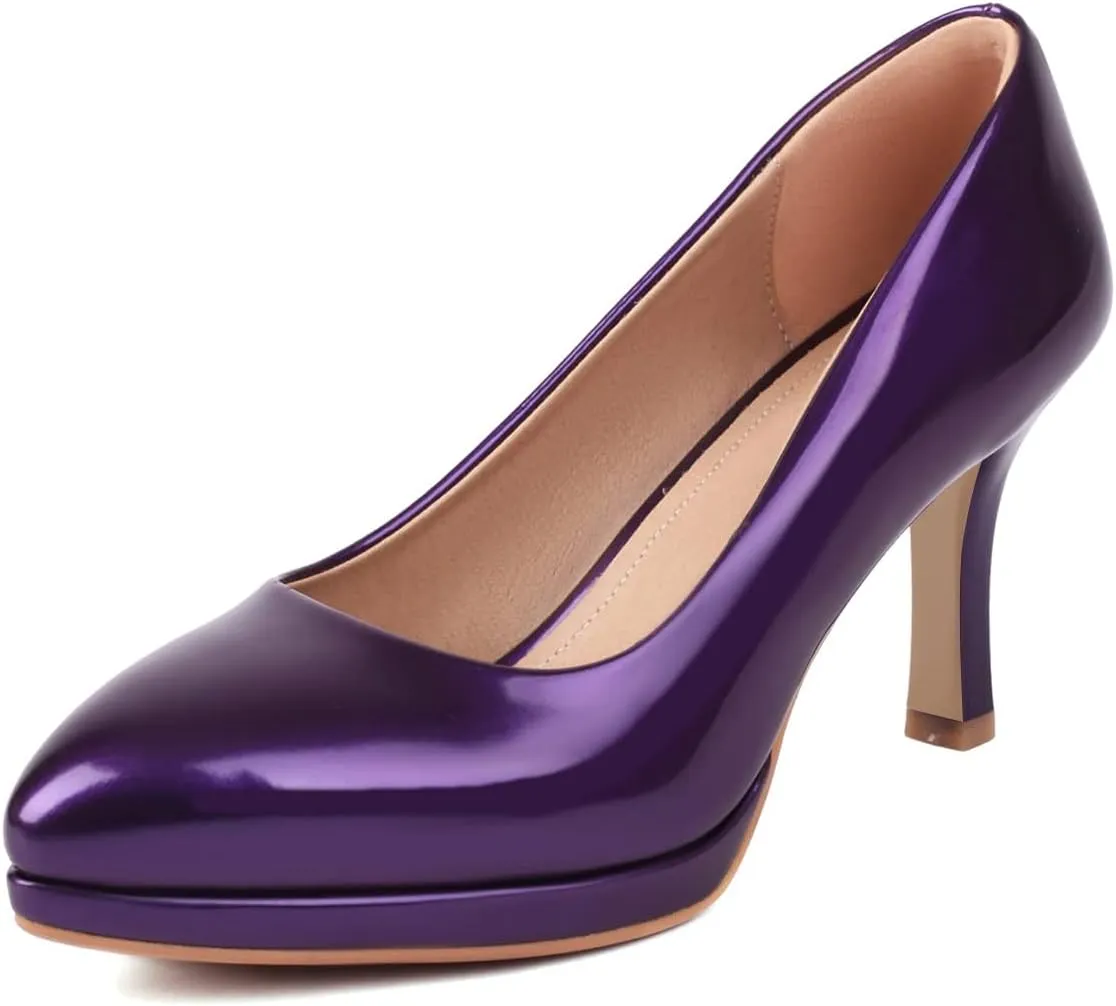 FOWT Women Chic Platform Closed Toe Pumps Pointed Toe Stiletto High Heels Slip On Party Prom Office Dress Shoes Size 4-16 US