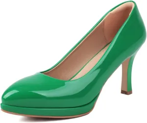 FOWT Women Chic Platform Closed Toe Pumps Pointed Toe Stiletto High Heels Slip On Party Prom Office Dress Shoes Size 4-16 US