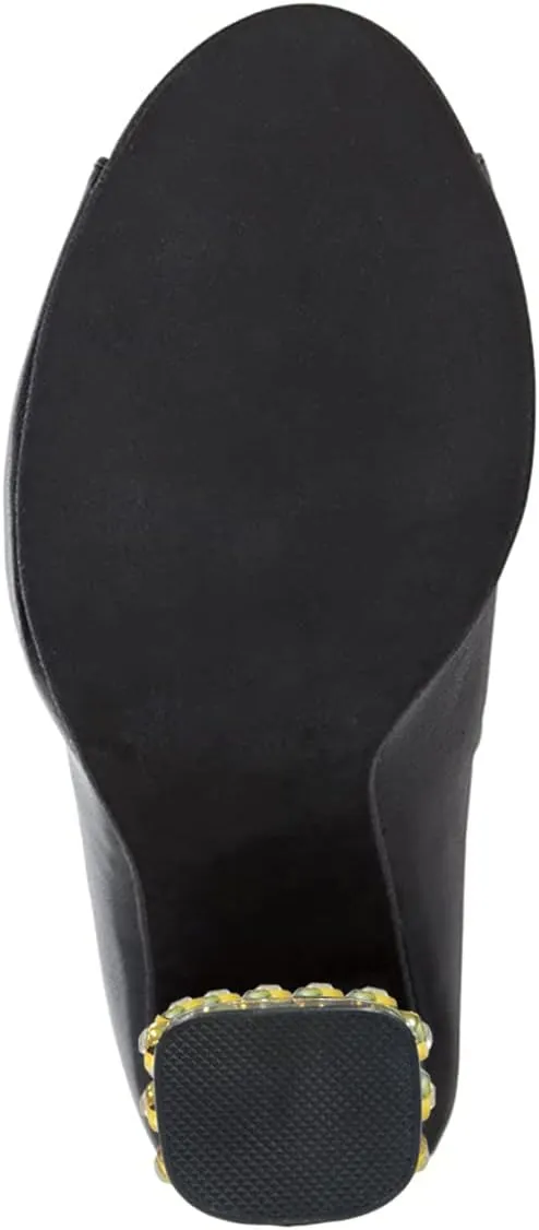 FSJ Women Stylish Peep Toe Slouch Ankle Boots Chunky Stacked Heels Crystal Studded Heel Party Evening Dress Shoes Size 4-15 US