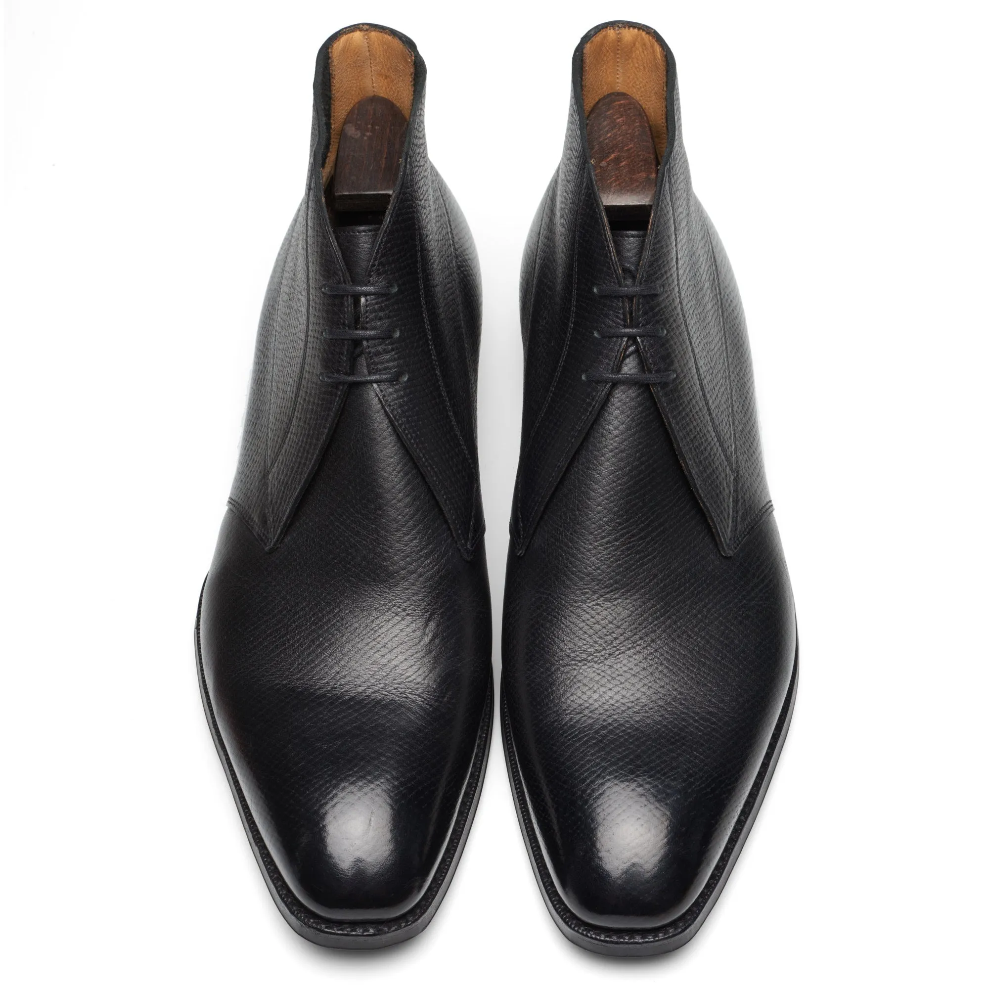GAZIANO & GIRLING "Arran" Black Hatch Grain Leather Chukka Boots UK 8E US 8.5 Last MH71