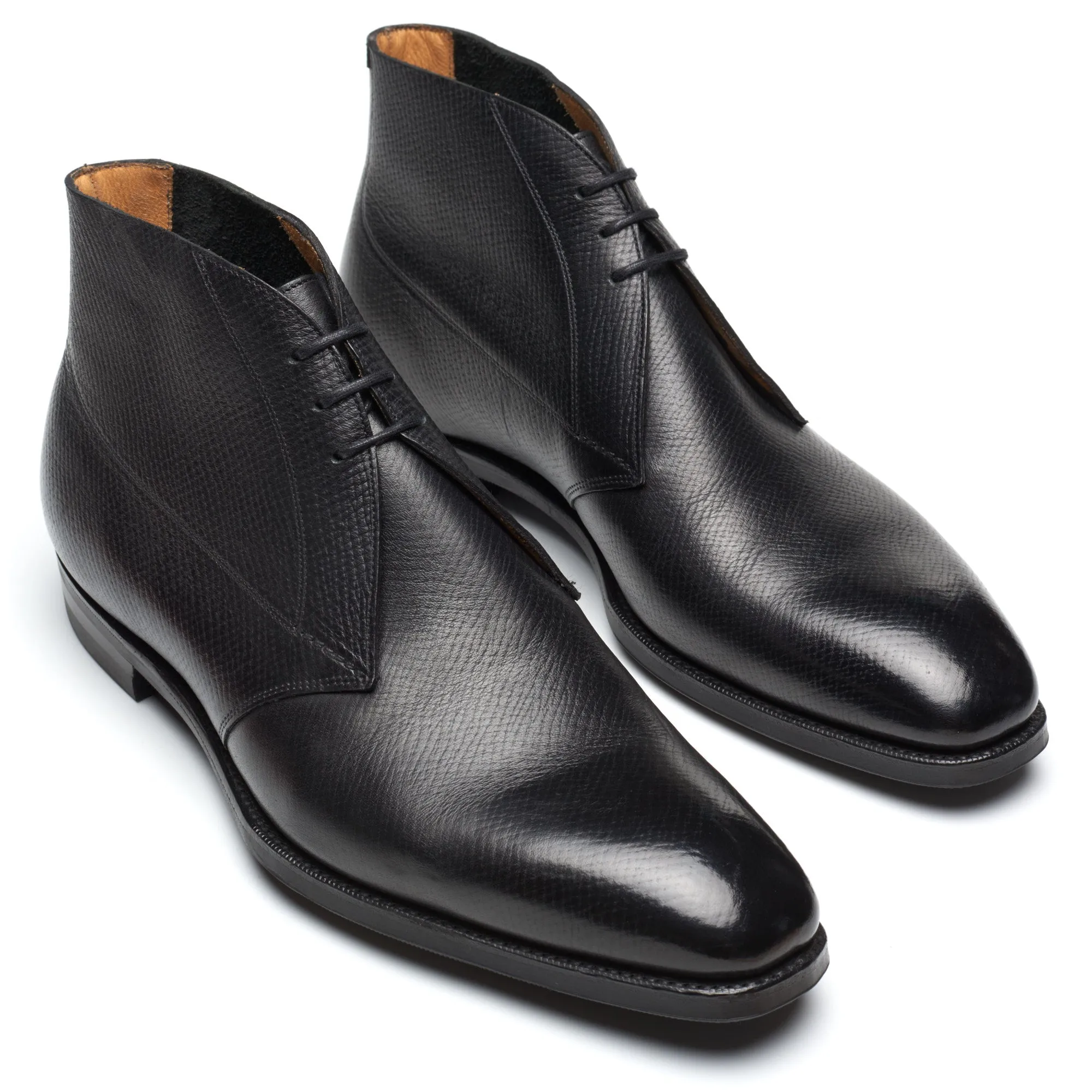 GAZIANO & GIRLING "Arran" Black Hatch Grain Leather Chukka Boots UK 8E US 8.5 Last MH71