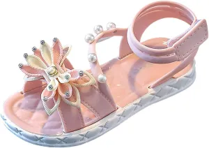 Girls Dress Shoes Children Shoes Fashion Flower Thick Soled Sandals Soft Sole Comfortable Princess Sandals Adjustable Sporty Slides for The Beach and Pool