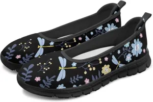 GOSTONG Women's Flats Round Toe Slip On Flats Shoes Casual Dress Shoes Breathable Non-Slip Travel Walking Shoes Black Sole Size 6-11