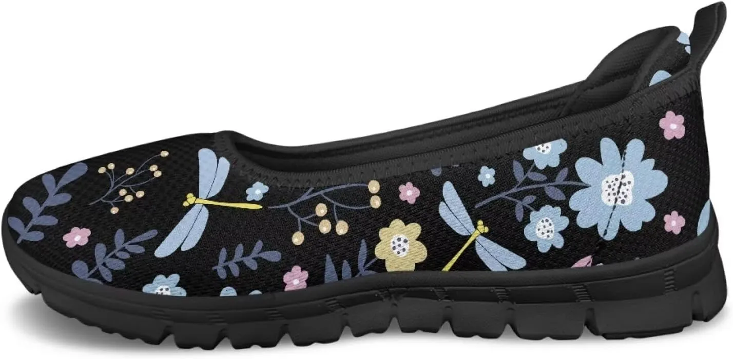 GOSTONG Women's Flats Round Toe Slip On Flats Shoes Casual Dress Shoes Breathable Non-Slip Travel Walking Shoes Black Sole Size 6-11