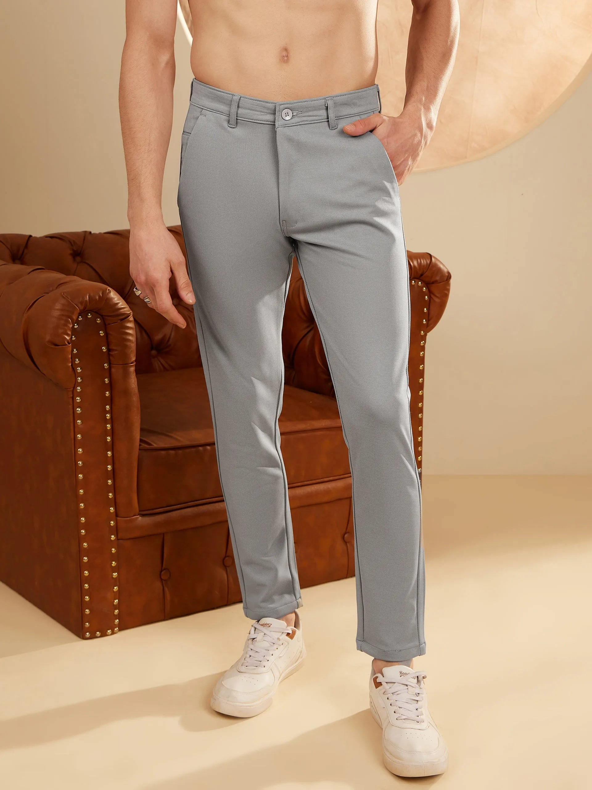 Grey: Stretchable Chinos