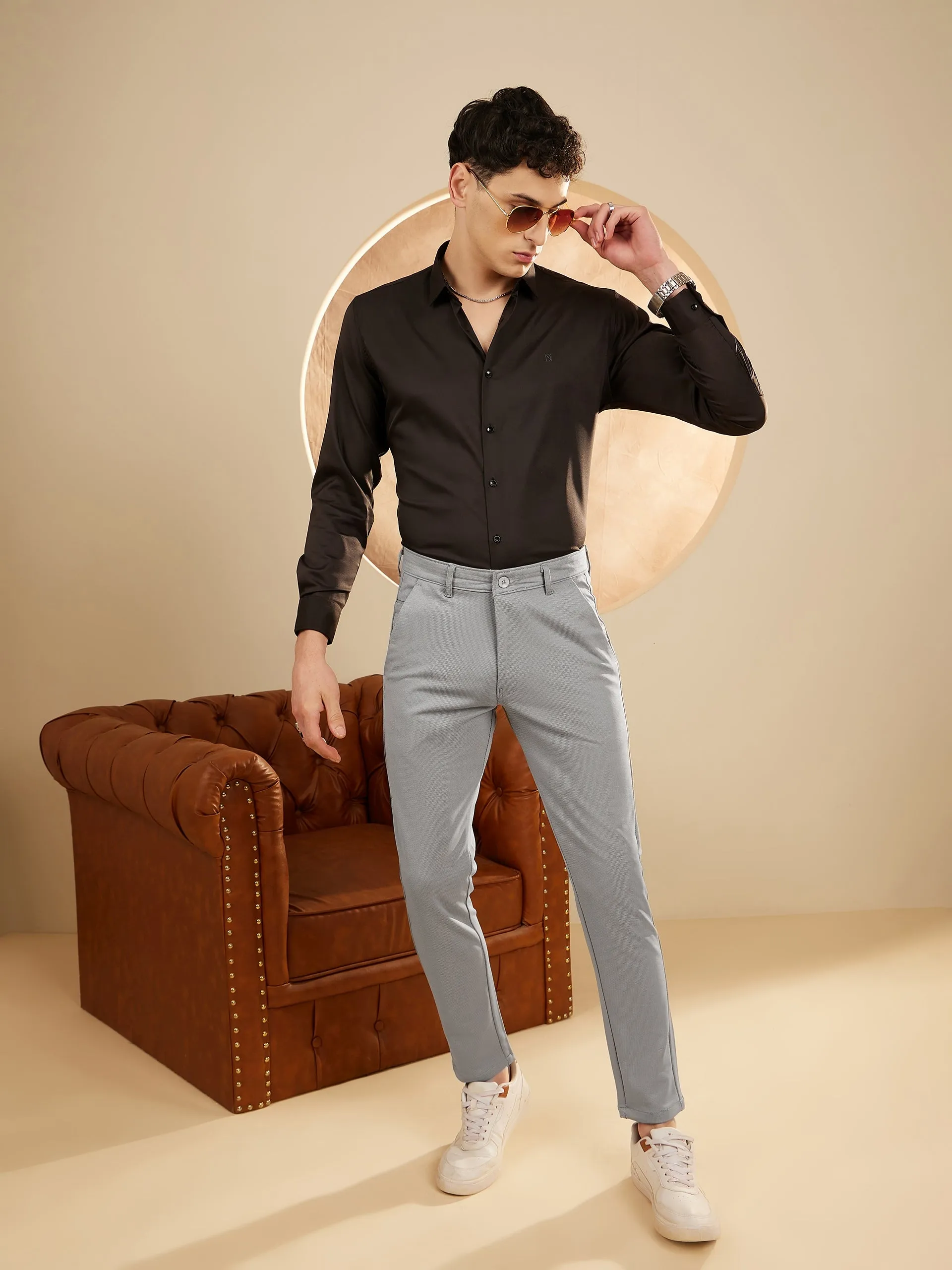 Grey: Stretchable Chinos