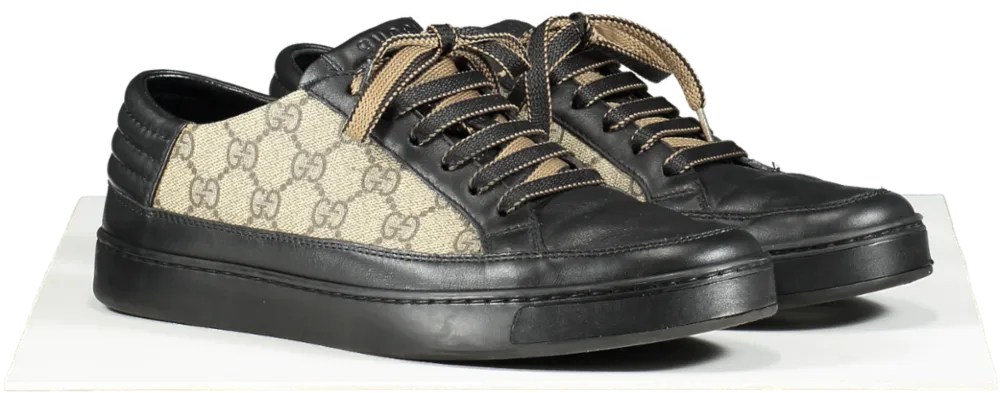 Gucci Black Beige/black Gg Supreme Canvas And Leather Sneakers UK 7 EU 41 