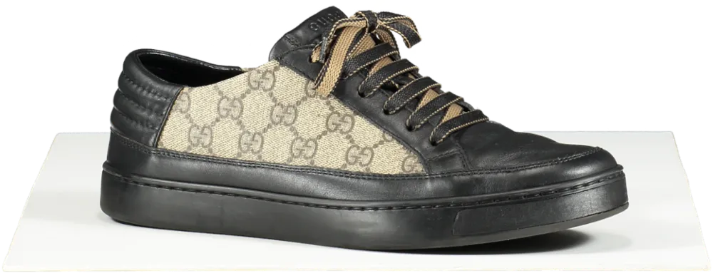 Gucci Black Beige/black Gg Supreme Canvas And Leather Sneakers UK 7 EU 41 
