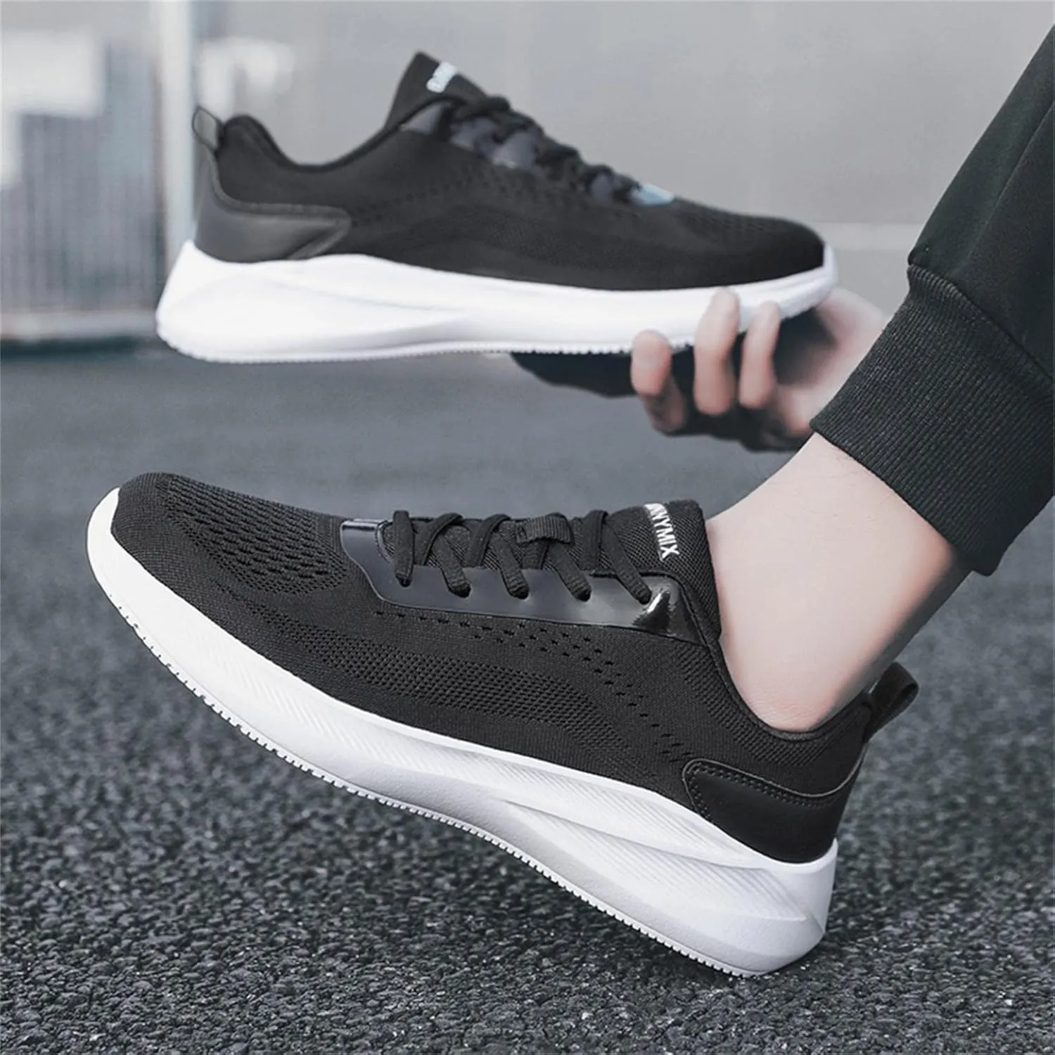 Hbeylia Men's Lace Up Sneakers Memory Foam Walking Hiking Trainning Shoes Lightweight Comfortable Mesh Anti Skid Running Athletic Rider Sport Shoes Fashion Sneakers For Boys Student