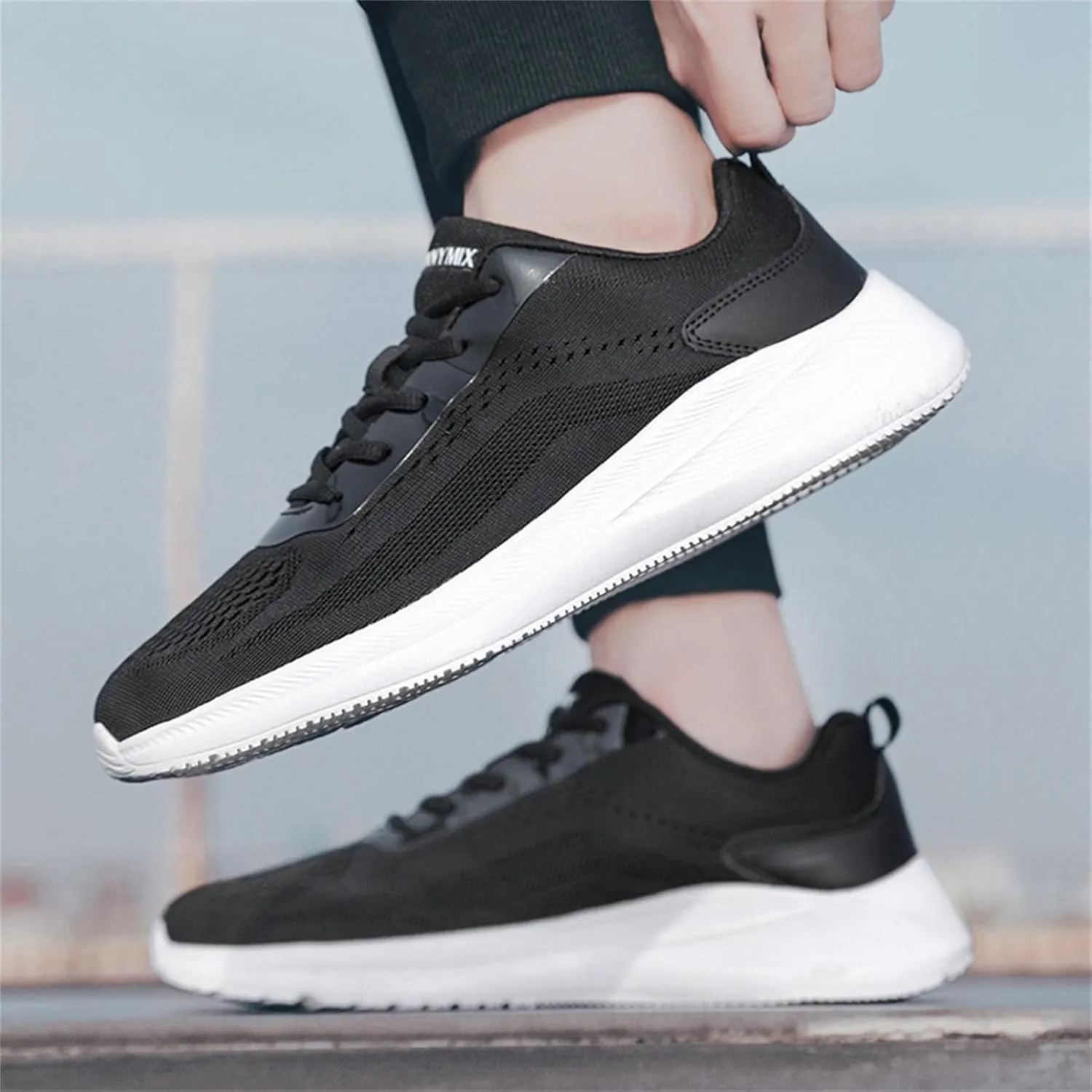 Hbeylia Men's Lace Up Sneakers Memory Foam Walking Hiking Trainning Shoes Lightweight Comfortable Mesh Anti Skid Running Athletic Rider Sport Shoes Fashion Sneakers For Boys Student
