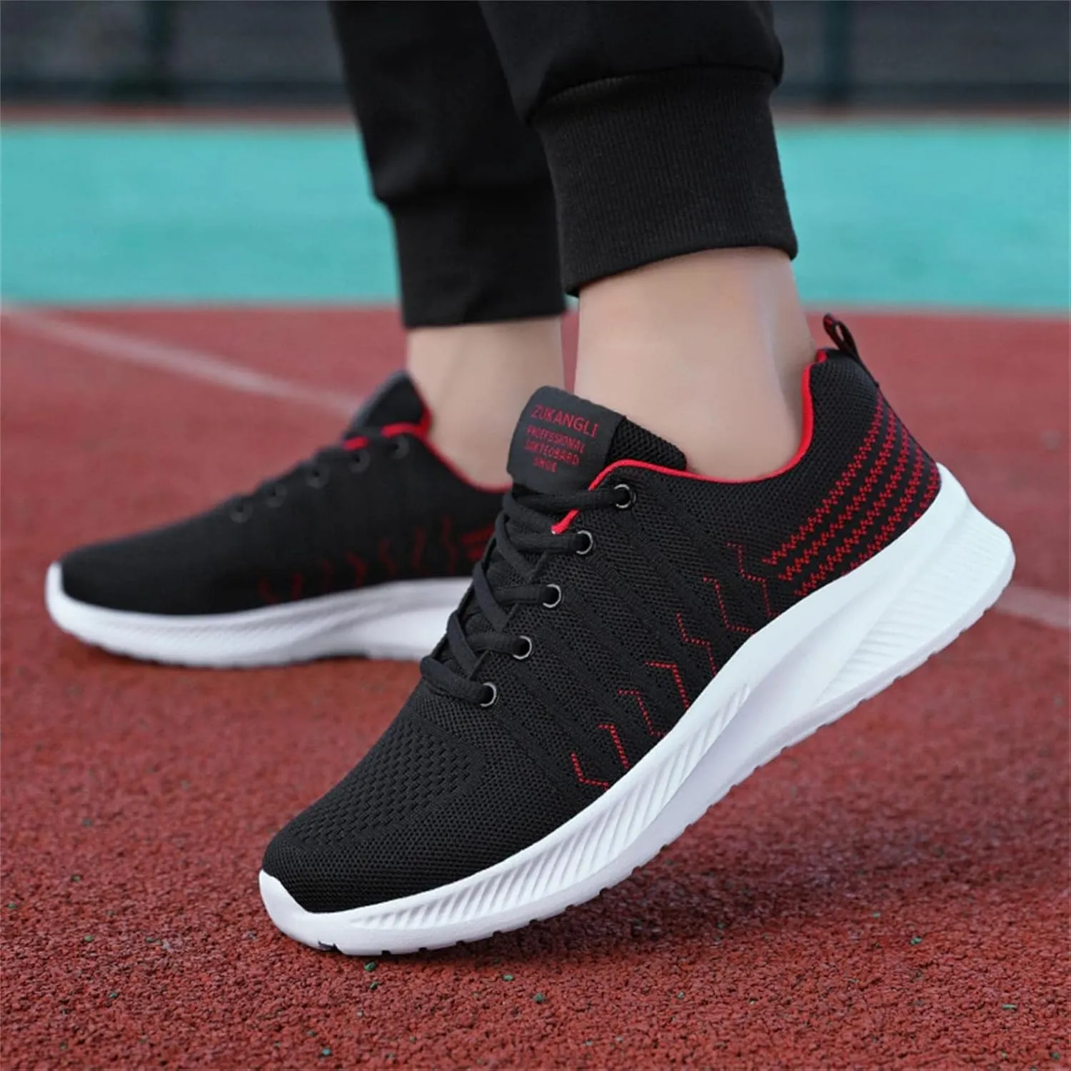Hbeylia Women's Men's Lace Up Walking Running Shoes Fashion Breathable Mesh Stretch Sneakers Non Slip Athletic Hiking Tennis Trainer Sport Shoes For Driving Workout Fitness