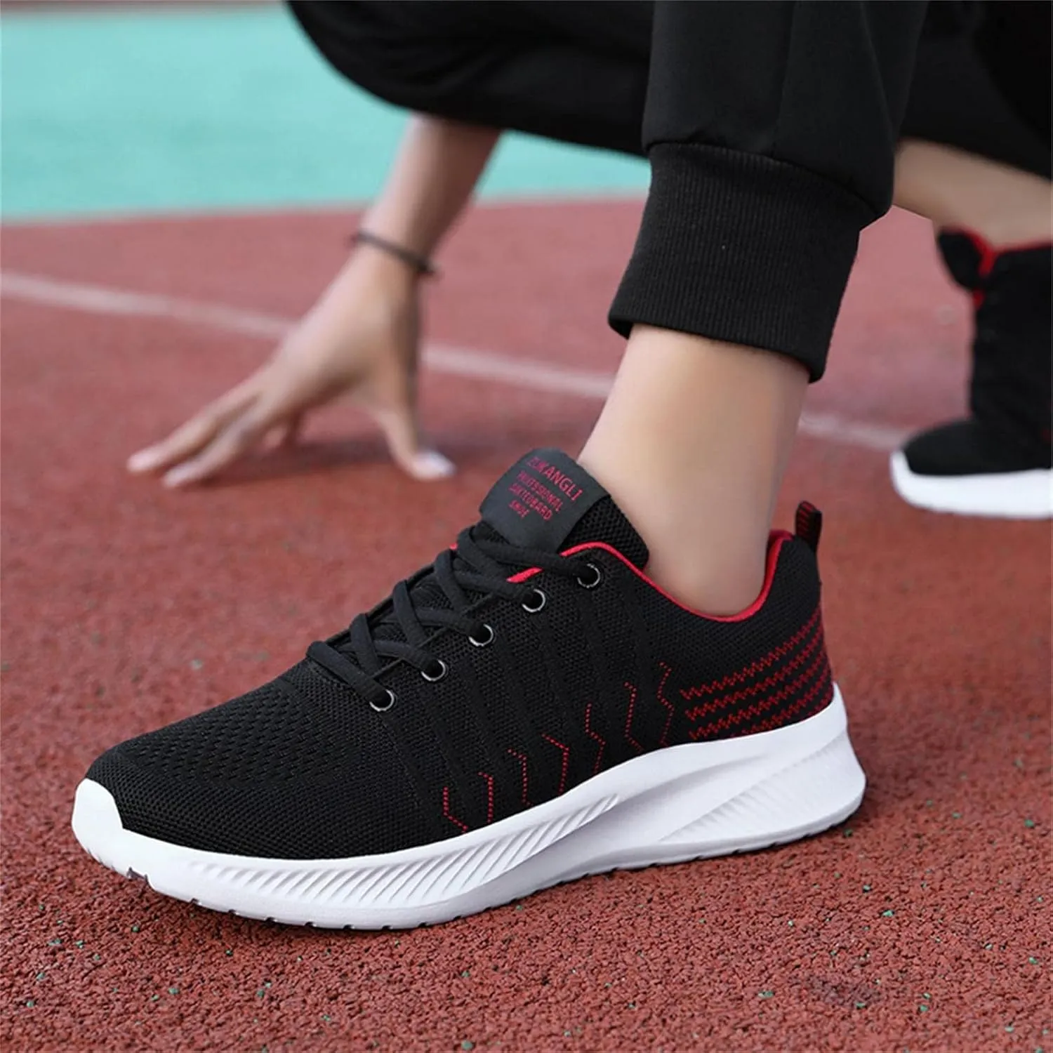 Hbeylia Women's Men's Lace Up Walking Running Shoes Fashion Breathable Mesh Stretch Sneakers Non Slip Athletic Hiking Tennis Trainer Sport Shoes For Driving Workout Fitness